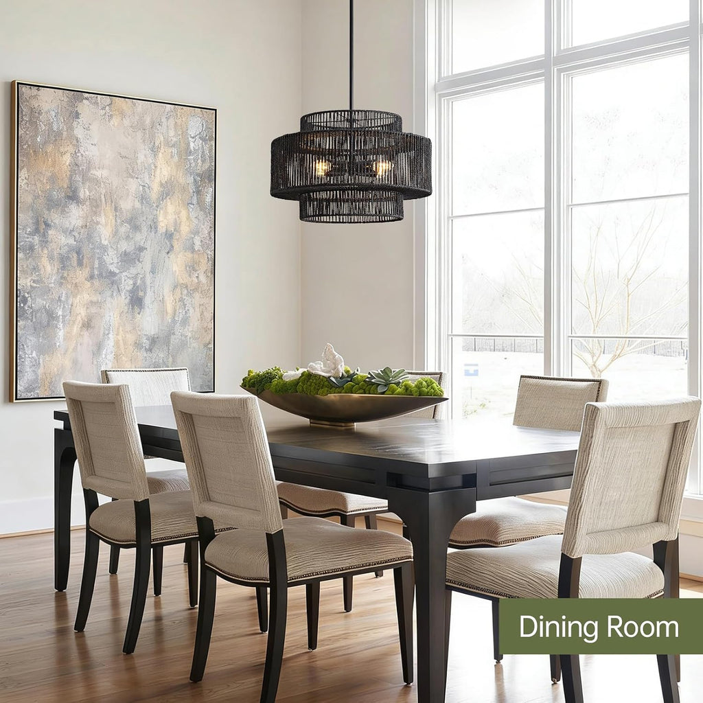 Boho Rattan Woven Chandelier