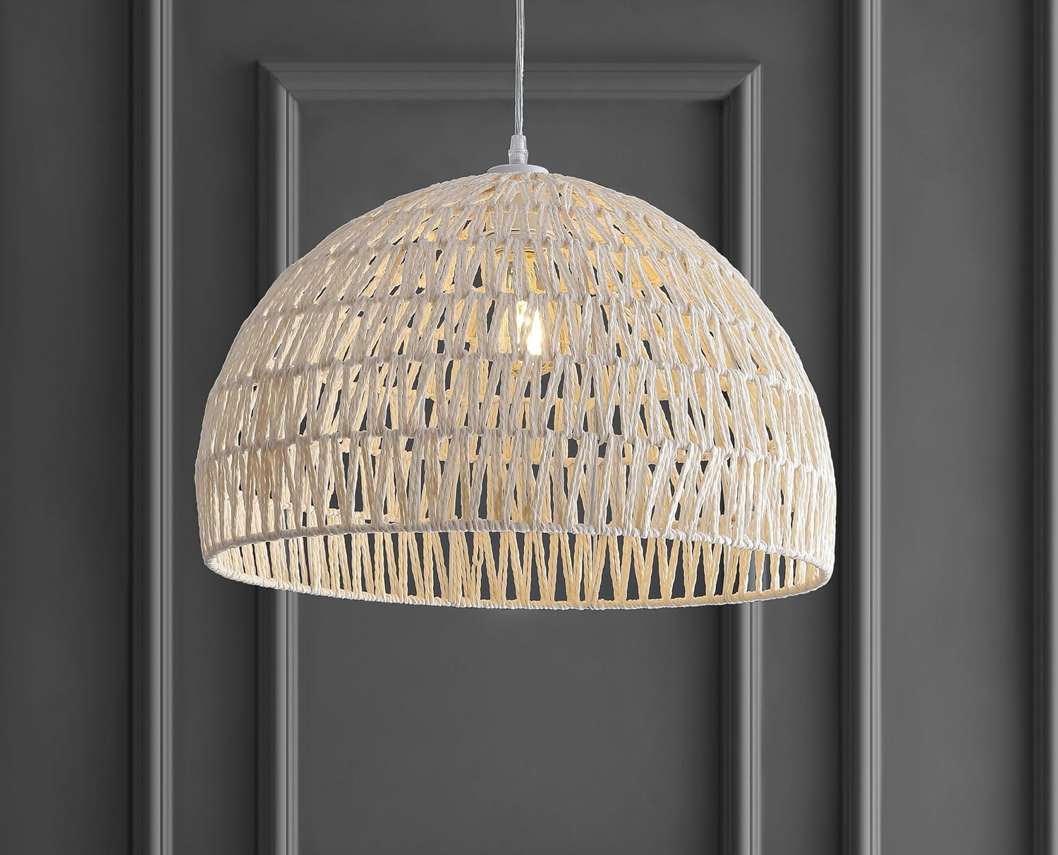 Cream Woven Rope Dome Pendant Light