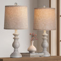 Antique Grey Linen Farmhouse Table Lamps Set