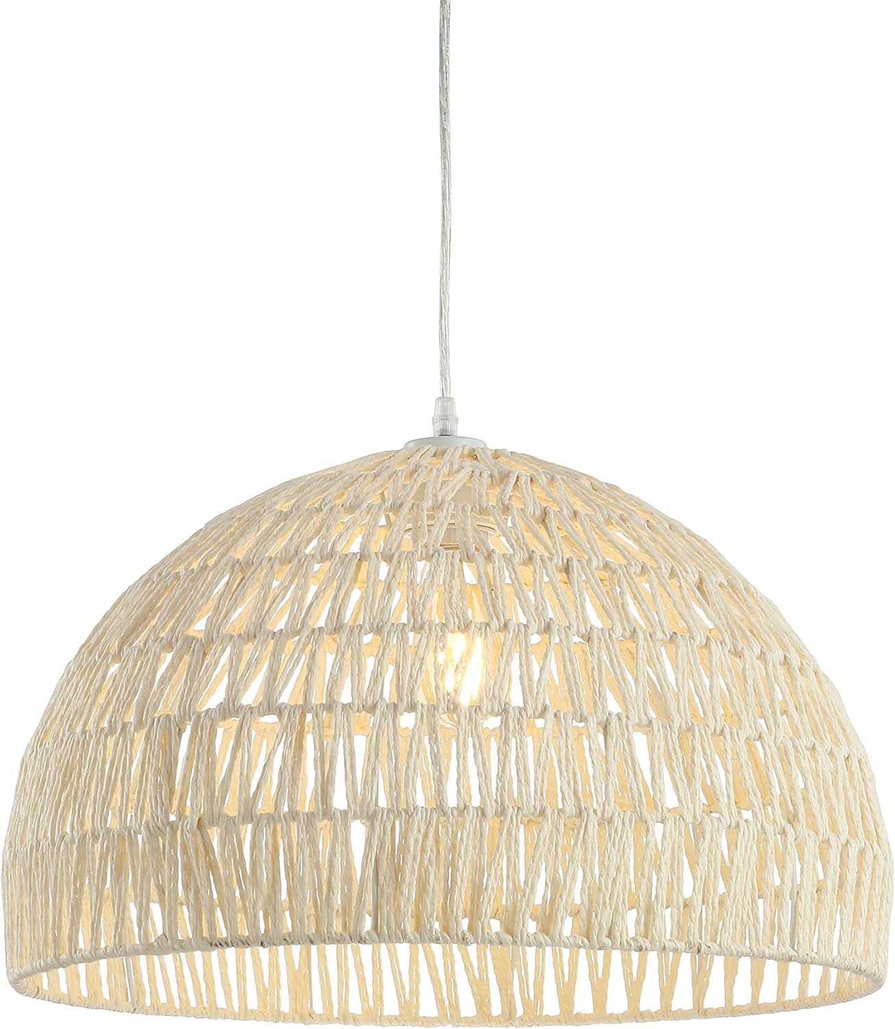 Cream Woven Rope Dome Pendant Light