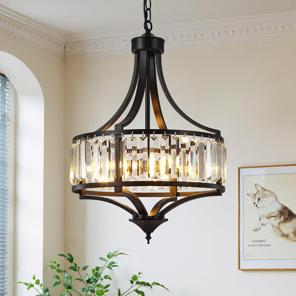 Black Crystal Farmhouse Chandelier