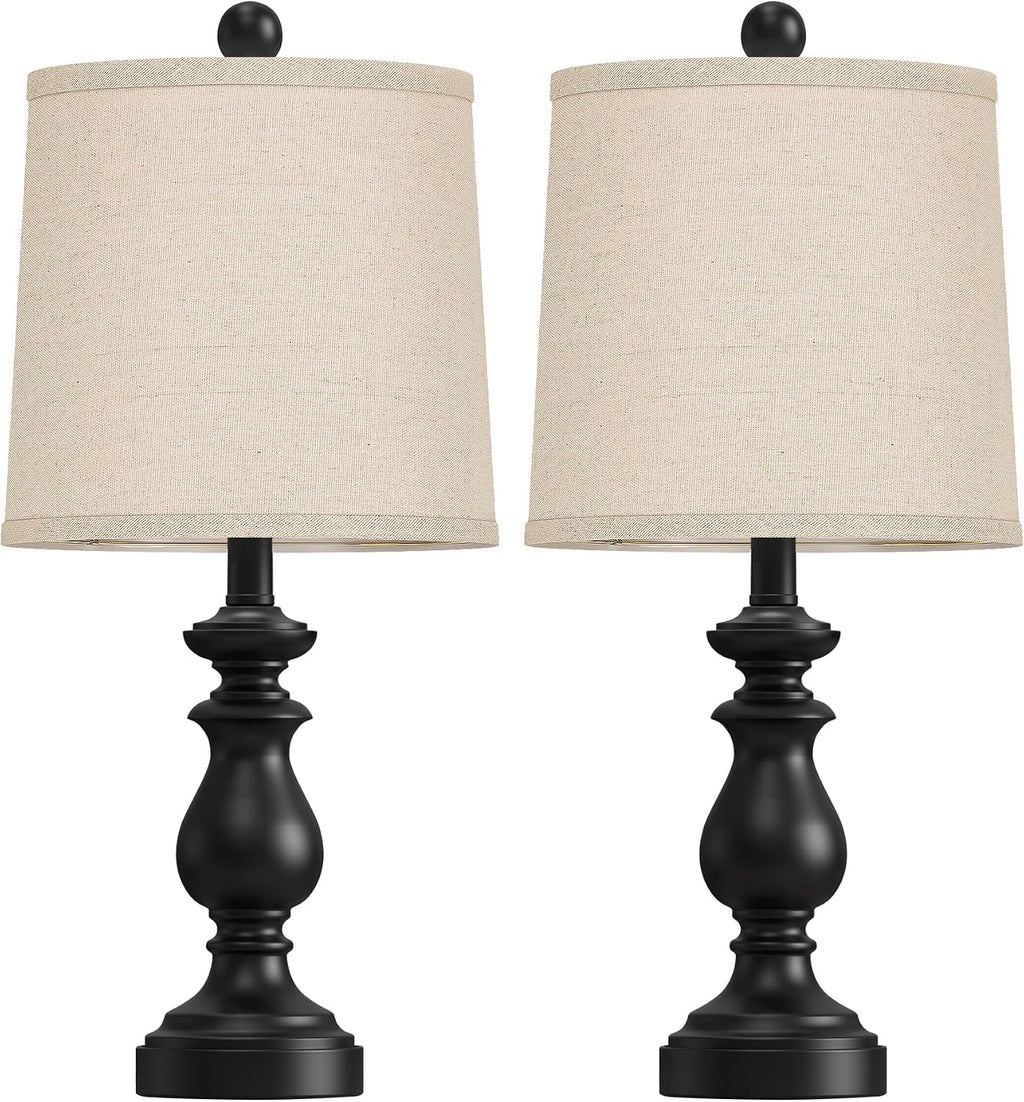 Black Linen Farmhouse Table Lamps