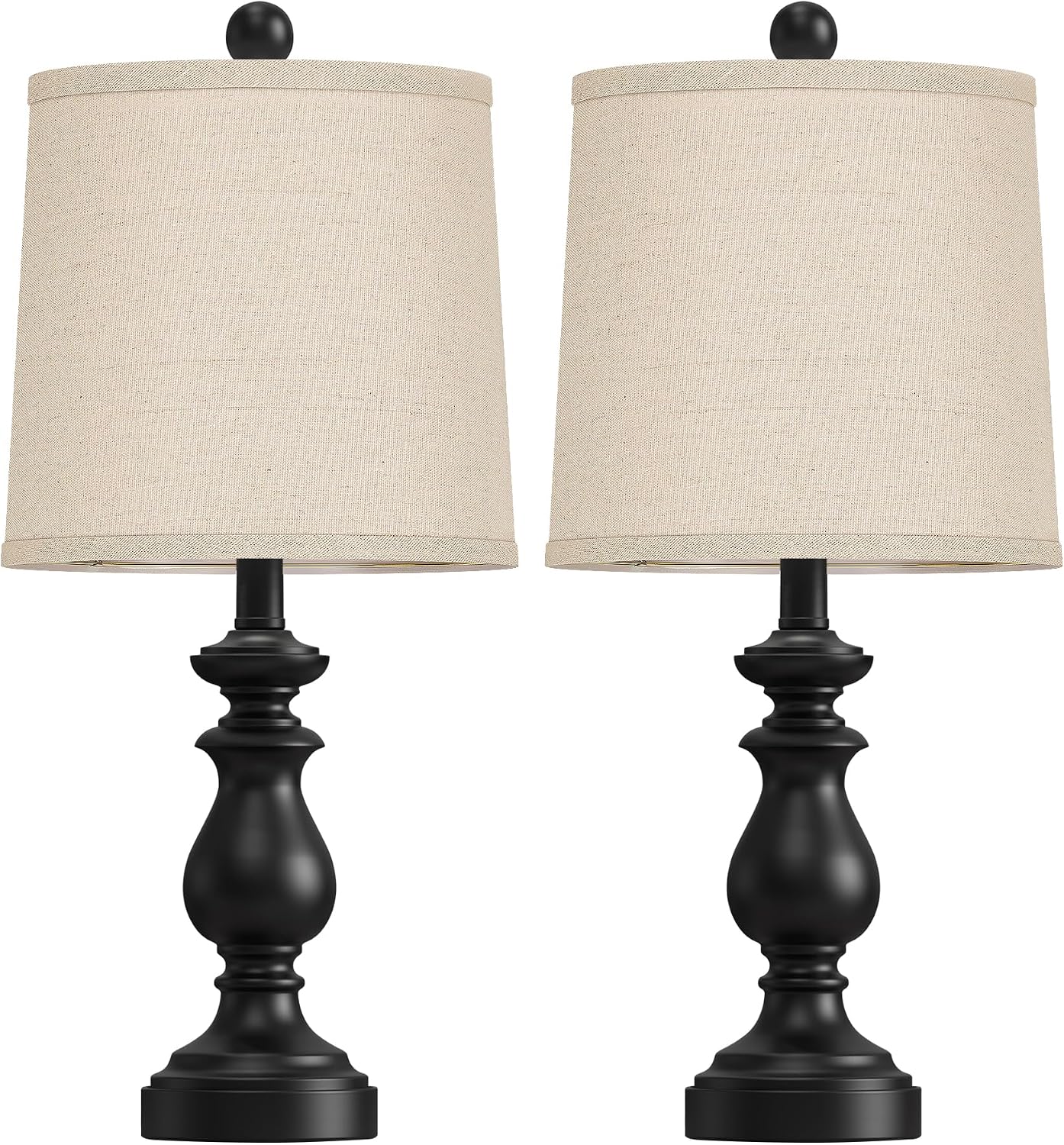 Black Linen Farmhouse Table Lamps