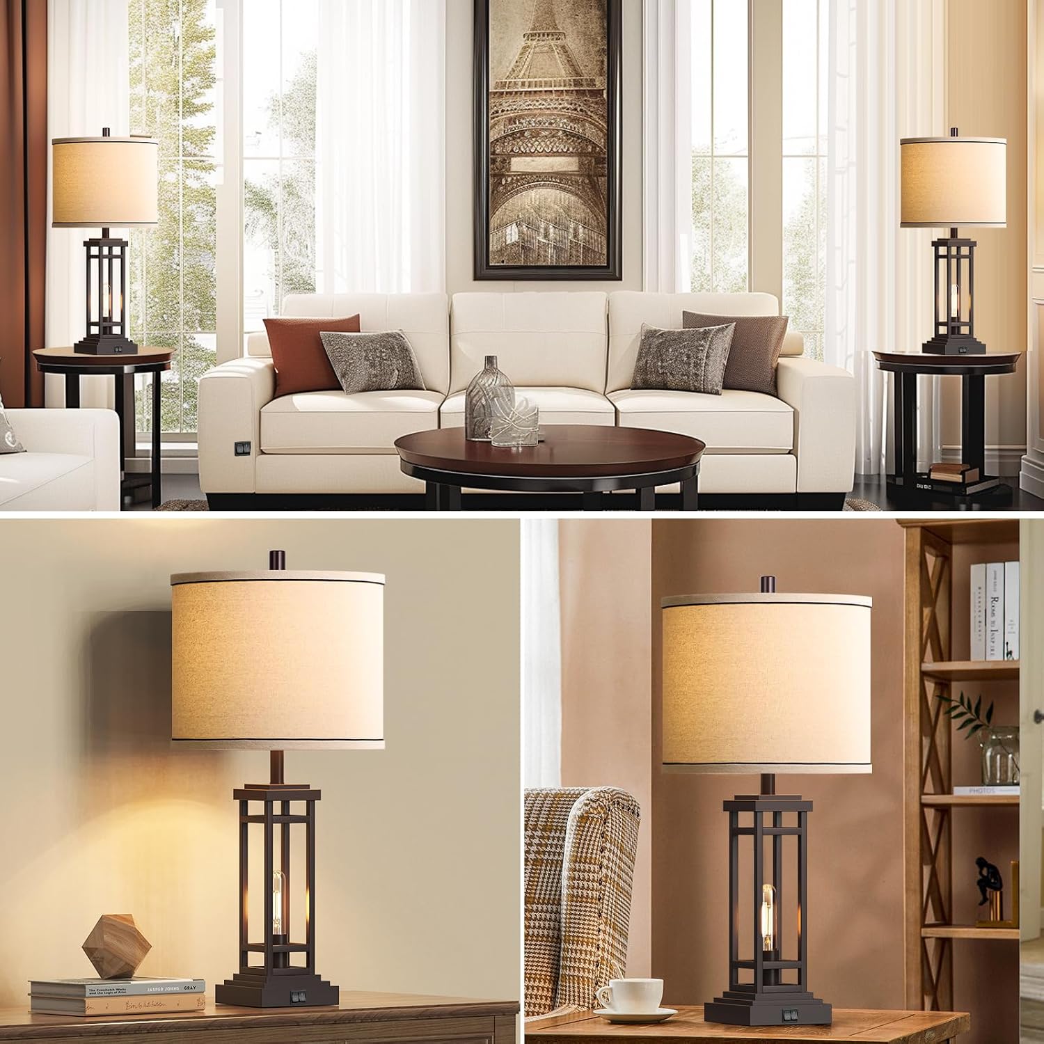Farmhouse Lamps USB Charging Ports