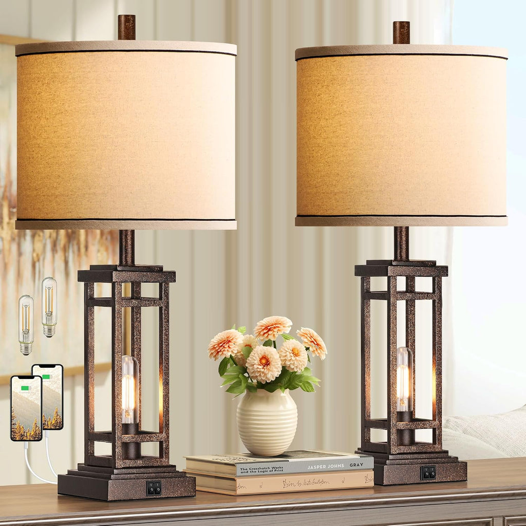 Farmhouse Lamps USB Charging Ports