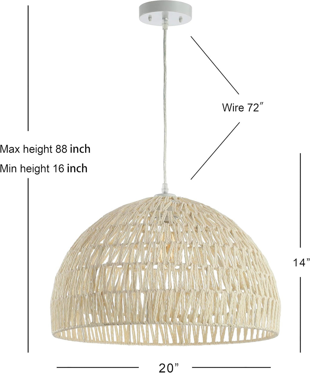 Cream Woven Rope Dome Pendant Light