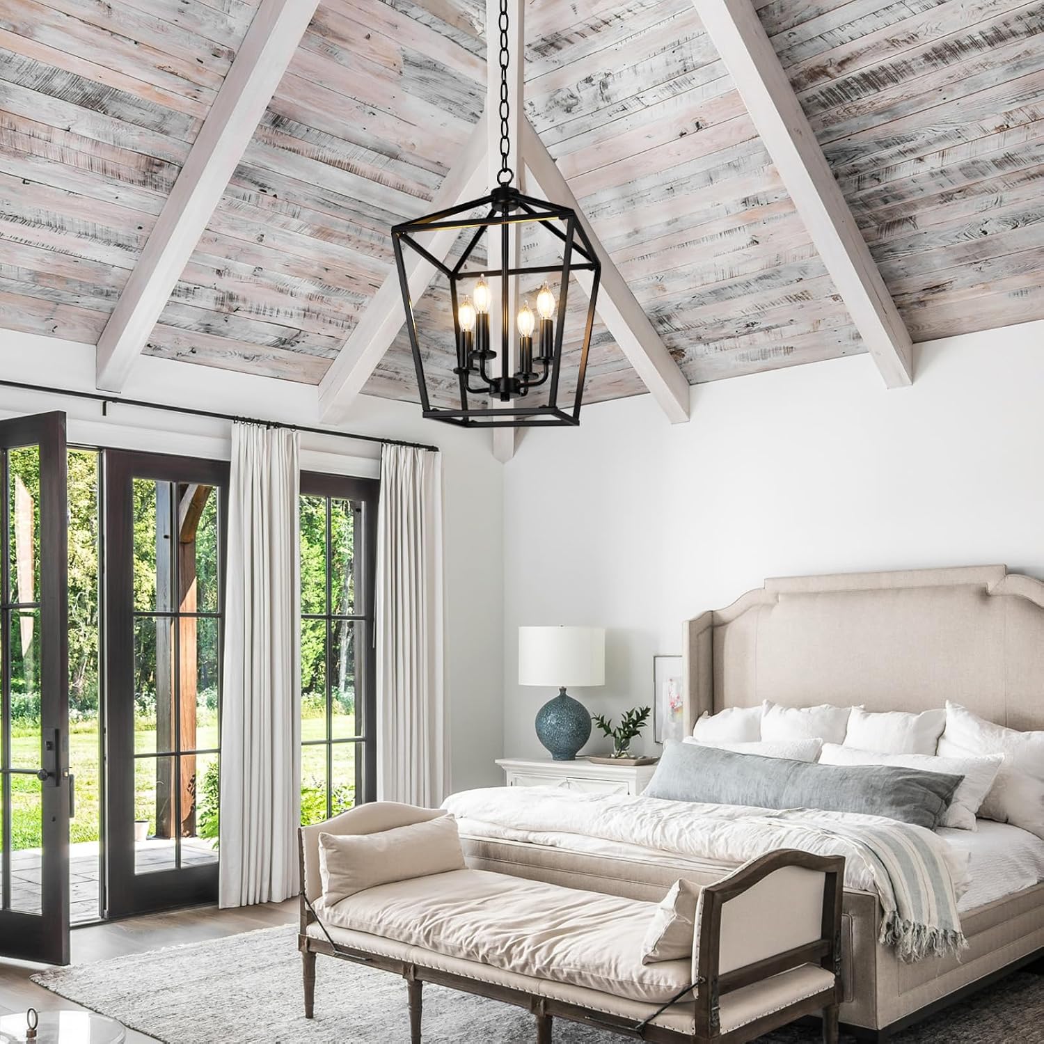 Black Metal Cage Farmhouse Chandelier