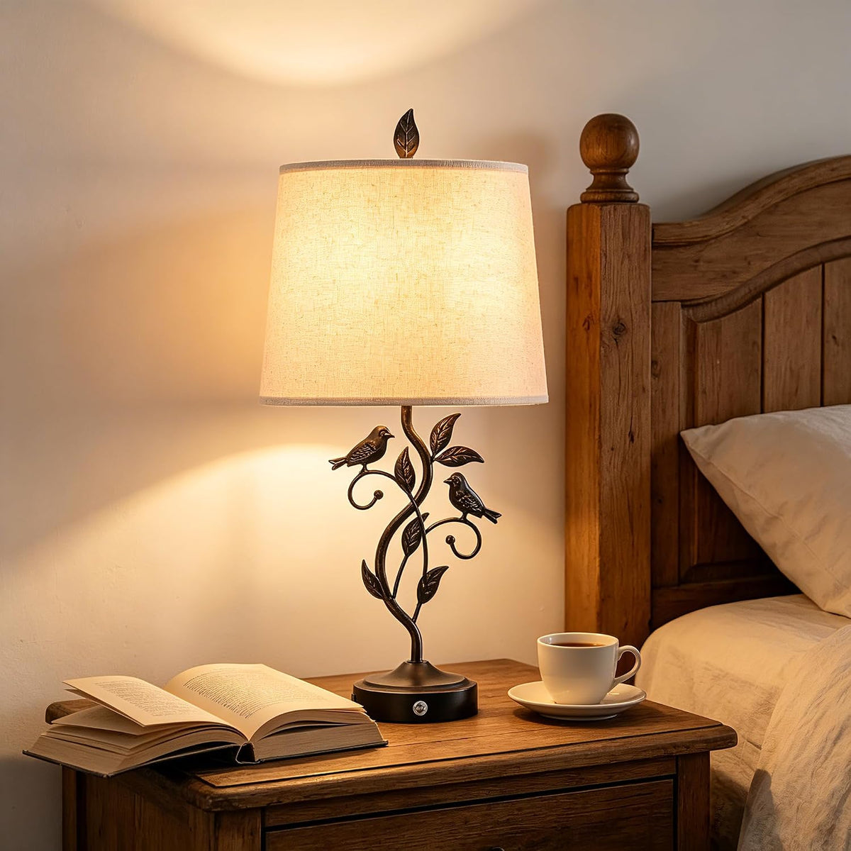 Farmhouse Bird Touch Lamps USB Ports