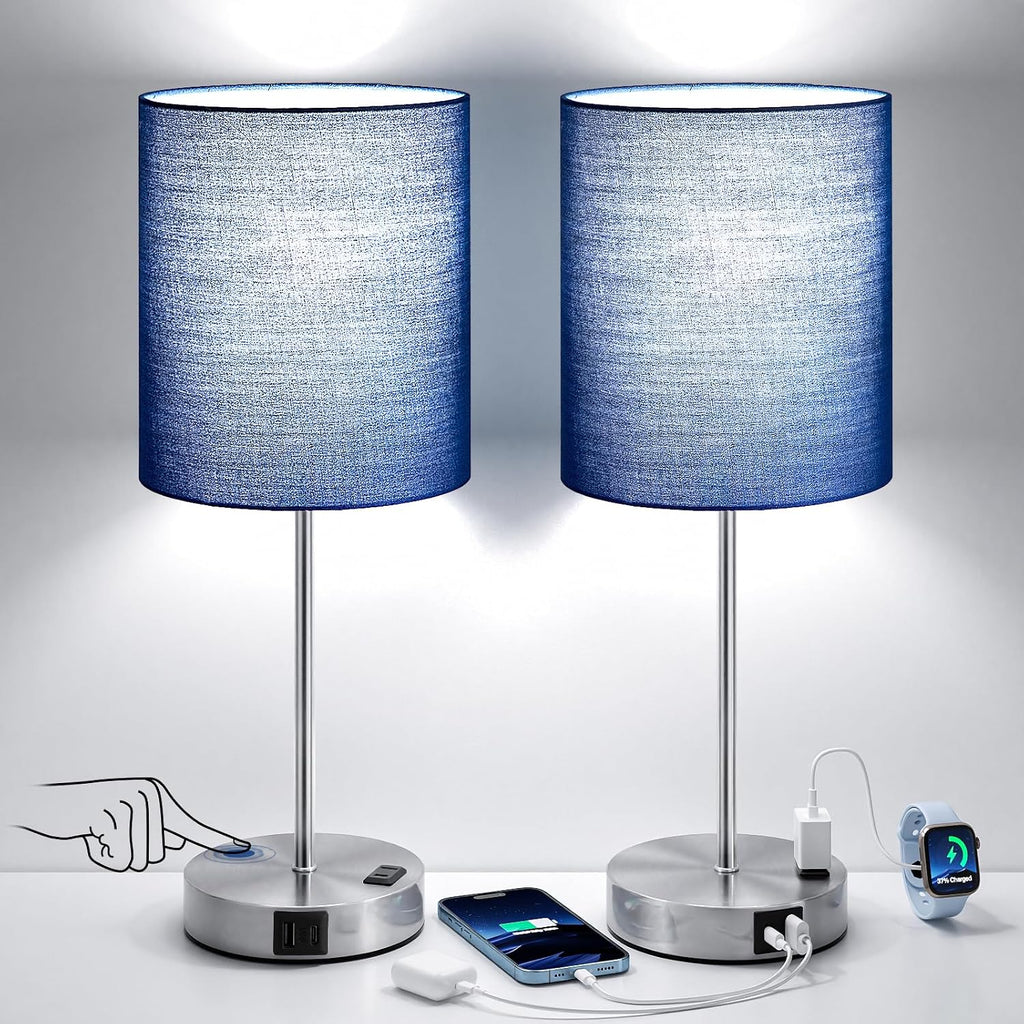 Touch USB Navy Table Lamps