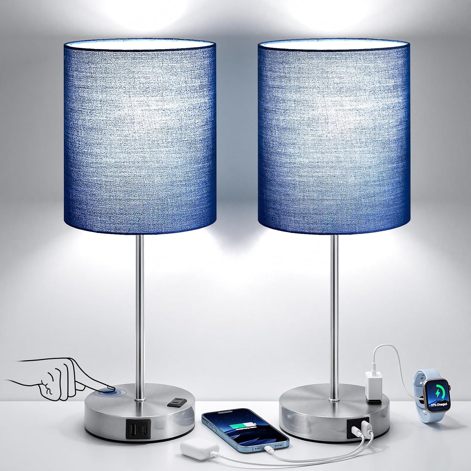 Touch USB Navy Table Lamps