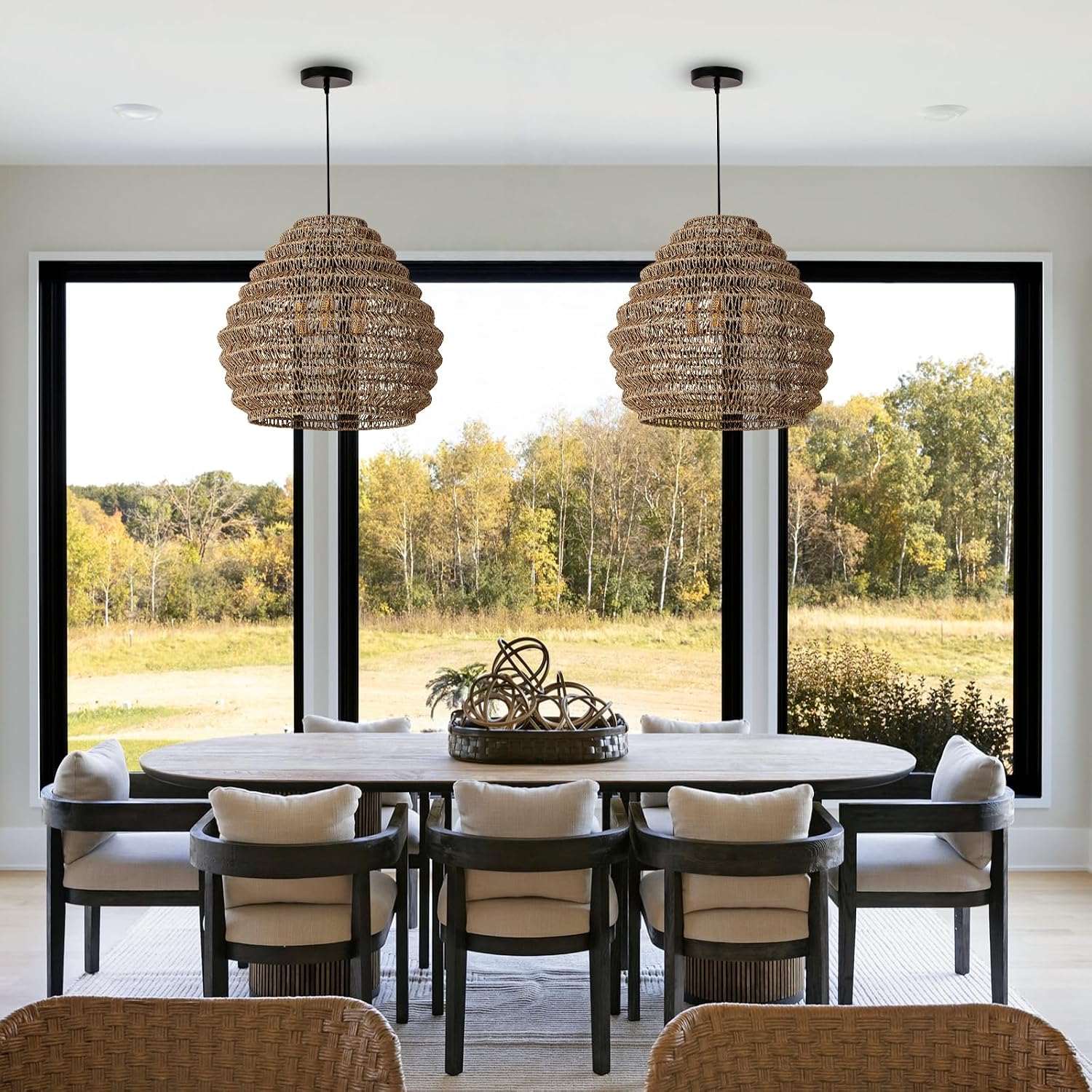 Brown Hand Woven Rattan Chandelier