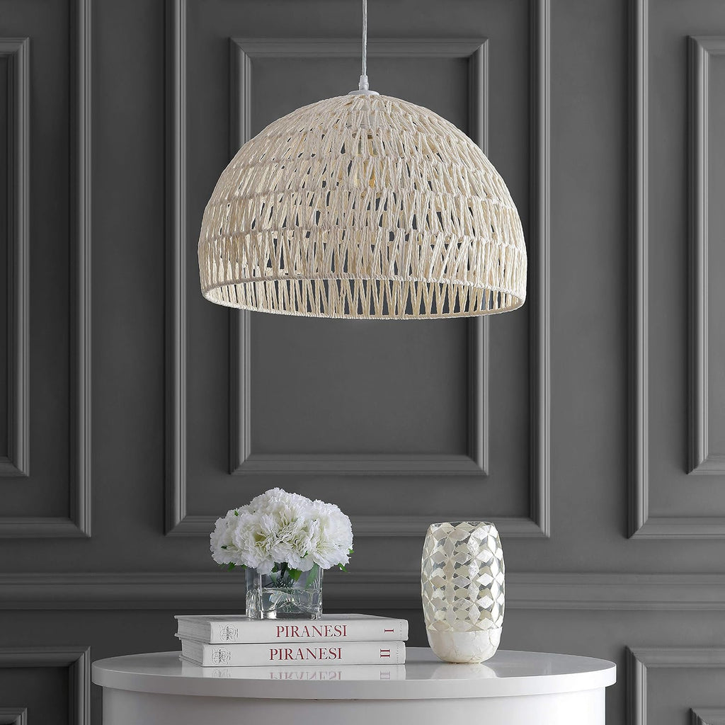 Cream Woven Rope Dome Pendant Light