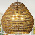 Brown Hand Woven Rattan Chandelier